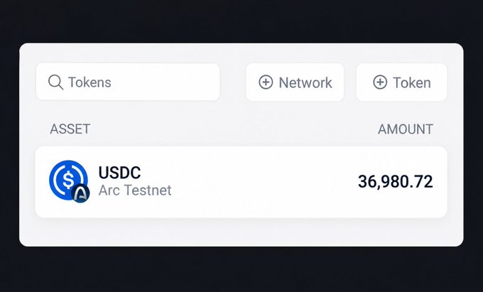 A screenshot of a computer screen displaying a text box with some kind of transaction information, including "UDSC", "Arc Testnet", and an amount like "36,800,722". The textbox also has a dollar sign on it. In the surrounding area, there is another text box that says "Tokens" followed by a list of tokens in a bullet point format.