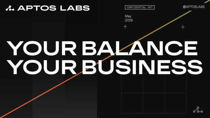 The image features a black background with white text that reads "Your balance your business" written in bold letters, accompanied by an orange line extending from the top left corner of the image towards the bottom right corner. The text also includes the words "Aptos Labs" and "focus on what is in the image".
