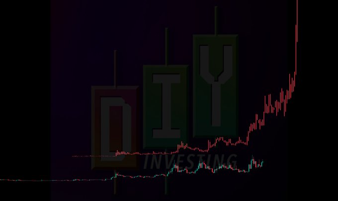 A dark, stylized graphic featuring the word 'DIY' above a candlestick chart with the text 'INVESTING' faintly visible.