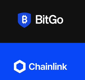 Logos for 'BitGo' (black background) and 'Chainlink' (blue background) stacked vertically.