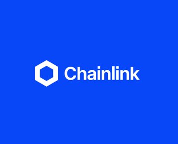 The Chainlink logo, a white hexagonal icon next to the wordmark "Chainlink," displayed on a solid blue background.