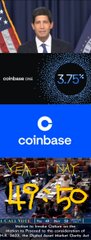 The image shows a heavily distorted and glitched screen displaying "coinbase" text in the center, with "PRO" partially visible above and other illegible text below, appearing to capture a screenshot from a Bloomberg interview. The visual relates to the post by showing the Coinbase platform context where Circle CEO Jeremy Allaire discussed crypto adoption as an irreversible mega-trend during his Bloomberg appearance.