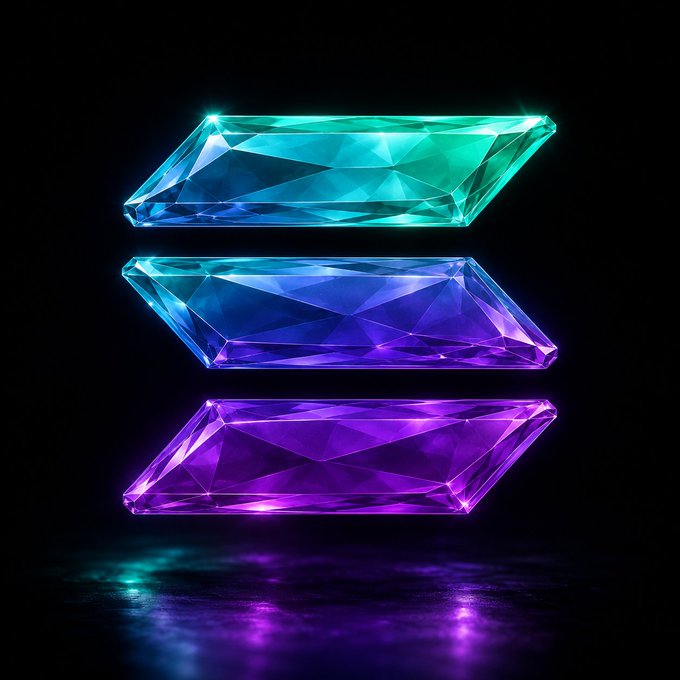 Three glowing, faceted crystals in teal, blue, and purple float in a stacked formation against a dark background, hinting at the highly anticipated reveal teased for next week.