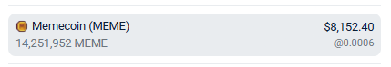 The image shows a text box with information about meme coins, specifically focusing on Meme coin (MECON) priced at $8,152,40. The caption also mentions that Meme has been bought for $1,000,000 from the Uniswap pool and is now being offered for sale on the open market.