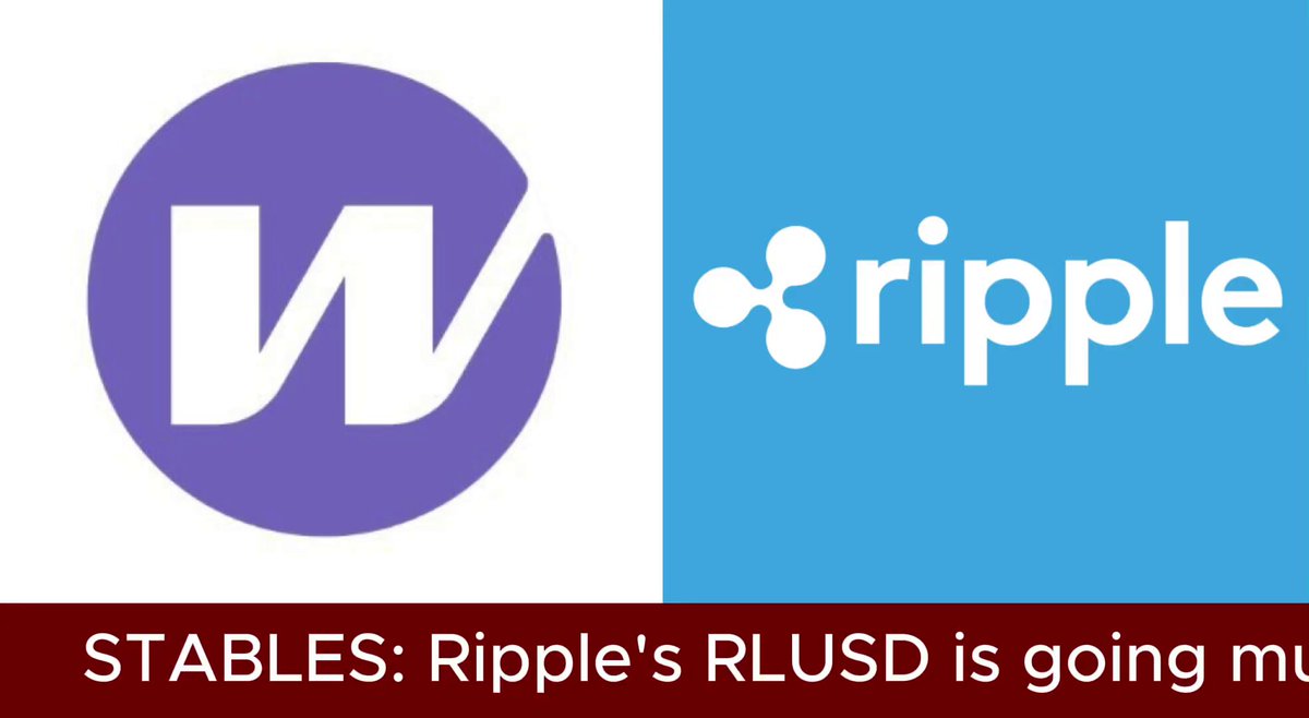 The image features two logos, one for Ripple and another for Stablecoin. Both logos are in white and purple colors. The text "Stables" is written below the Ripple logo, while "Ripple'sRLUSD is going cross-chain in a big way." Below this, there is a description of how Ripple's native stablecoin will be used to transfer across different blockchains.