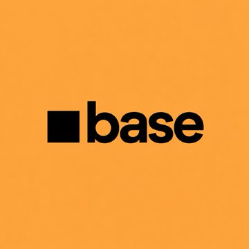 The image displays the Base logo—a black square followed by the word "base" in lowercase—set against a solid orange background, representing the Base blockchain network highlighted in the post for surpassing Solana in DeFi TVL.