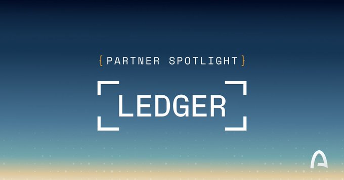 A graphic with the text '{PARTNER SPOTLIGHT} LEDGER' displayed in white brackets and letters against a dark blue gradient background.