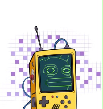 This retro gaming device, with its pixelated screen, visually represents the "g.o.m.e mint day" and the impending community mint, hinting at a digital, game-like experience for participants.