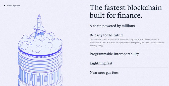 The image features a poster for an online platform called "Inj" that focuses on the part of the crypto world that actually matters, such as DeFi, RWAs, AI, and builders. The poster emphasizes that Inj is built for the part of the finance layer that sits on one chain designed to move money without friction. It also highlights that Inj is not trying to be another random L1 token but rather aiming to become the finance layer in the crypto world.