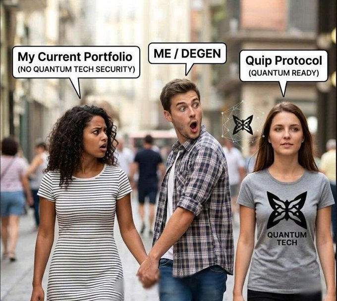 Three individuals, dressed in casual attire and with text bubbles, engage in a conversation about current portfolio choices, including "my current Portfolio" and "Quantum Tech".