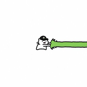 A small cartoon hamster wearing a black cap with the number "7" fires a long green beam, evoking a playful "GM" (good morning) energy for crypto enthusiasts with a wish for good luck.