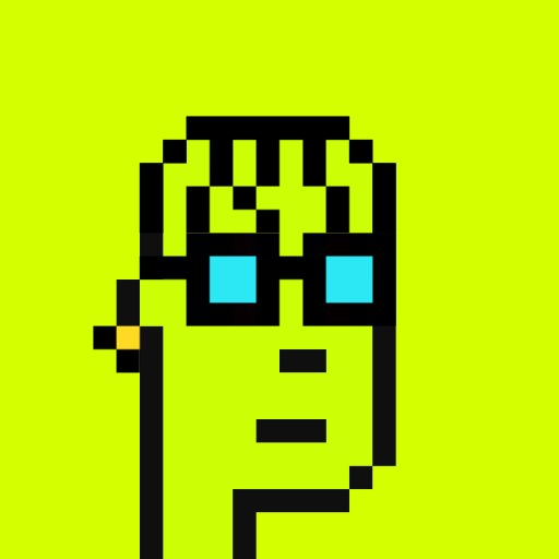 A pixelated avatar with glasses and a yellow earring is featured on a neon green background, visually representing the increase from 0.71 to 1 $ETH mentioned in the accompanying post.