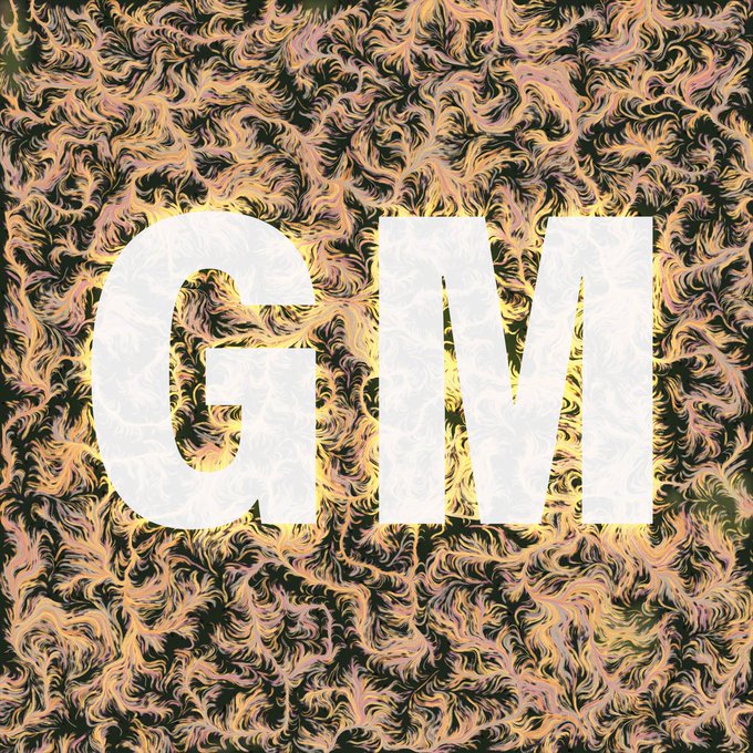 The letters 'GM' are displayed in large white font over a textured, fiery-looking background with black and orange swirls.