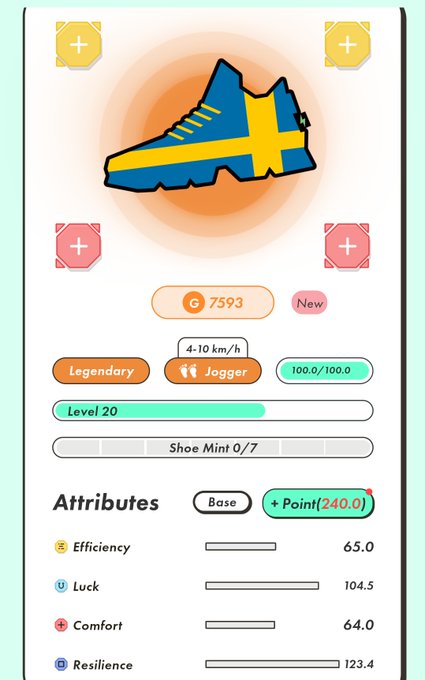 The image shows a phone screen displaying an app icon, which appears to be a shoe-related game or application. The icon features a blue and yellow shoe with a white sole, possibly representing a Swedish shoe brand like Nike. The background of the image is white, providing contrast for the icons on the screen.