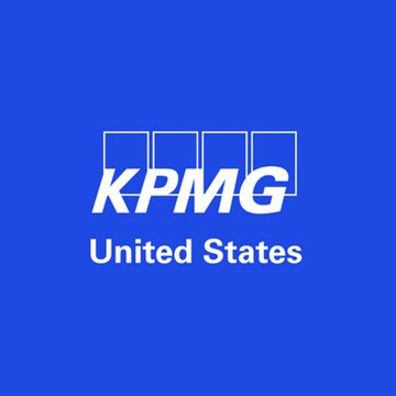 The image shows a blue square graphic featuring the KPMG logo with "United States" written beneath it, likely used to symbolize Tether's completion of a major assurance engagement by one of the Big Four accounting firms.