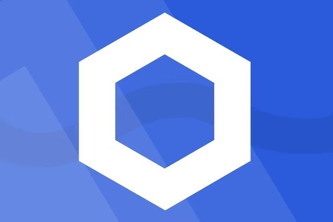 The image features the Chainlink (LINK) cryptocurrency logo, depicted as a white hexagonal shape against a blue geometric background, accompanying news about Chainlink adding $1.1 million worth of LINK tokens to its official reserves.