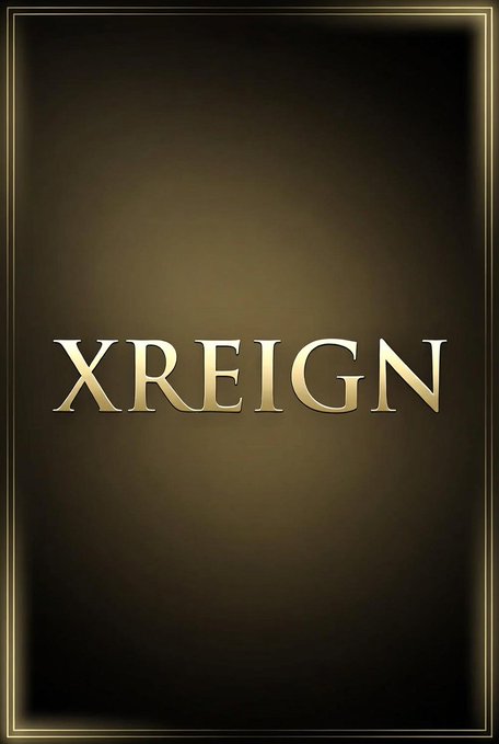 A dark, elegant graphic with a gold border displaying the word 'XREIGN' in golden serif lettering against a black-to-brown gradient background.