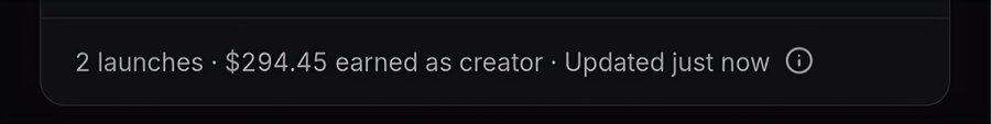 A screenshot shows "2 launches · $294.45 earned as creator · Updated just now," supporting the poster's claim of making almost $300 from zero while noting that Argus is laggy and wallet history matters for earnings.