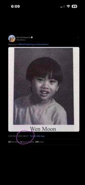 The image shows a screenshot of an Instagram post featuring a black-and-white childhood photo of a young boy in a tuxedo, with "Wen Moon" written at the bottom. The post has minimal engagement (2 likes, 1 comment), humorously pairing the youthful, innocent photo with the crypto slang "Wen Moon" to suggest the child is eagerly asking when their value will skyrocket.
