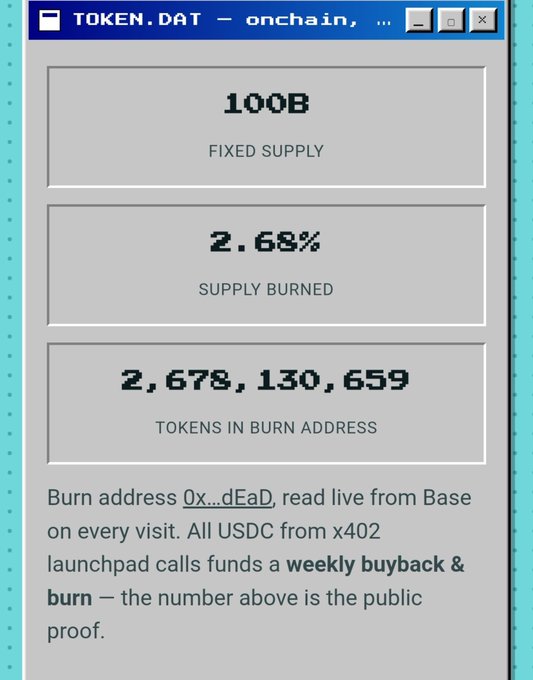 A token information display window showing '100B FIXED SUPPLY', '2.68% SUPPLY BURNED', and '2,678,130,659 TOKENS IN BURN ADDRESS'.