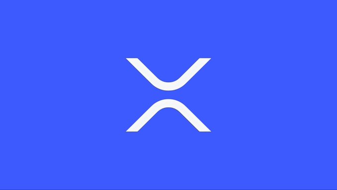 A blue background displays a centered white stylized crossed-curve logo resembling an angular hourglass or X-shaped mark.
