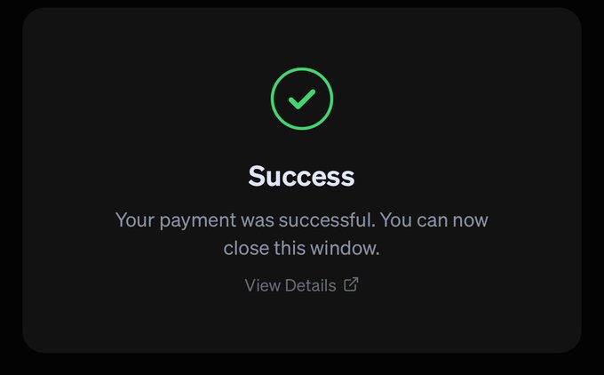 A payment success screen displaying a green checkmark with the message "Success — Your payment was successful. You can now close this window," along with a "View Details" link, confirming the completed transaction for the $BULLWHALE token (B4G24zZRUjZcuu4d5QTLpGFcaptXUUNmrLL4VBEmpump).