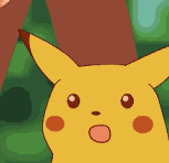 A close-up illustration of Pikachu's face with a happy expression against a green background.