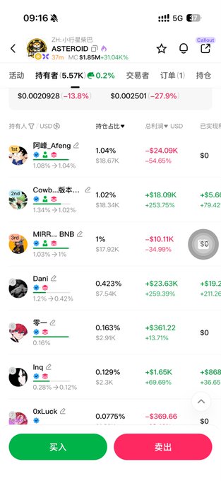 The image shows a mobile cryptocurrency portfolio tracking app displaying a leaderboard where trader "阿峰_Afeng" ranks 1st with a 1.04% portfolio share, showing a -$24.09K (-54.65%) loss in USD. The post appears to be urging A Feng (linked to wallet 0x330990dae53bca4c5811c5362b44c33a47db7777) to sell off their losing position, as highlighted by the red "卖出" (Sell) button at the bottom.
