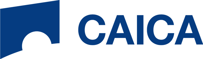 A blue logo with a stylized building icon and the text 'CAICA'.
