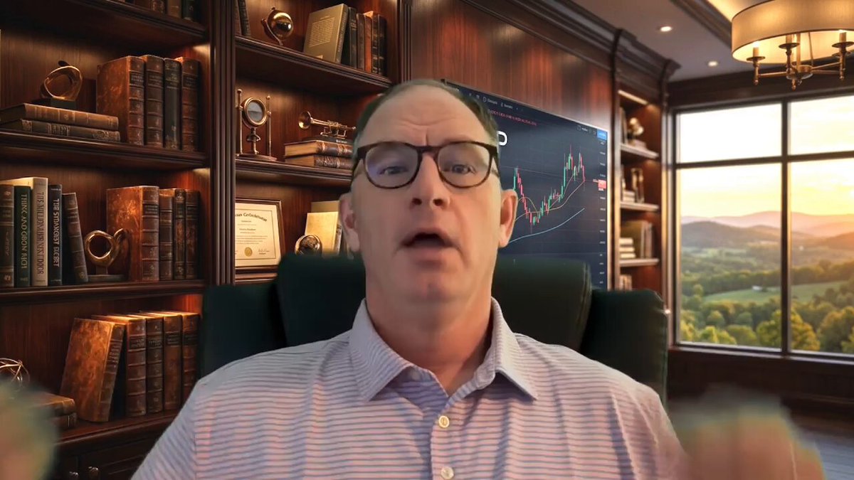 The image shows a man sitting behind a desk, wearing glasses and looking at a computer screen with an expression of surprise or shock. The setting appears to be a room filled with bookshelves containing numerous books, suggesting that he might be working in a library or research facility. The background features a window overlooking a beautiful landscape, adding to the atmosphere of the scene.