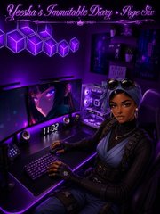 In this image, there's a woman sitting at a desk with a computer in front of her. She appears to be working or using a gaming software program. The scene also features purple lighting that creates a dramatic atmosphere. The post about Immutable is titled "Yeeha's Immovable Diary", which means it has been shared by someone named Yeeha on the Immutable platform, where players receive $60,000 every week for playing their games. This implies that Yeeha may have received some initial interest or attention from the community before her post reached us.