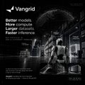 A dark, atmospheric advertisement for Vangrid featuring spray cans and text reading 'Better moods. More praise. Longer dreams.'