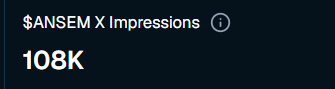 Image 1: A dark graphic displaying the text "SANSELM X | Impressions 0" with "108K" below it, both in a distorted, vertically stretched white font.