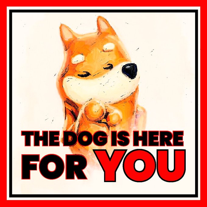 In the image, there's a cartoon dog with brown fur sitting against a white background. The text "The Dog is here for you" is written above the dog, while the phrase "noticed you've been quiet lately" is below the dog. This message seems to be related to the post about the dog being lonely or seeking attention from its owner.