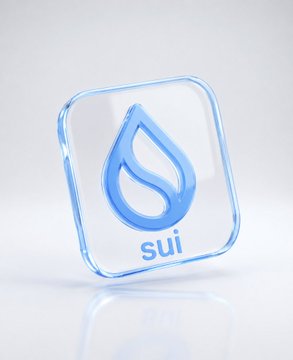 A 3D rendered blue and white glossy icon featuring a water drop logo with the text 'sui' below it.