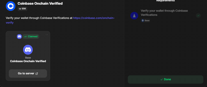 "One of the most critical steps to building a permanent digital identity and a true "builder/user" profile in the $Base ecosystem: @coinbase Onchain Verified." This verification is important because it ensures that the person's online identity and activities on cryptocurrency platforms are accurate, transparent, and secure. By verifying their transactions through the Coinbase Onchain Verify function, users can maintain trust within the digital financial ecosystem by being recognized as genuine participants in online trading communities. The current status of this verification process indicates that the image shows a screenshot or representation of the verification page, which is typically found when logging into a cryptocurrency exchange platform like CoinBase or another network with verification systems in place. This allows users to confirm their identities and access services on these platforms while also fostering trust among participants within the digital financial world."