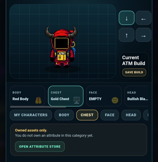 A character customization screen showing a red bull-themed avatar, with the 'CHEST' category selected for a 'Gold Chest' option.