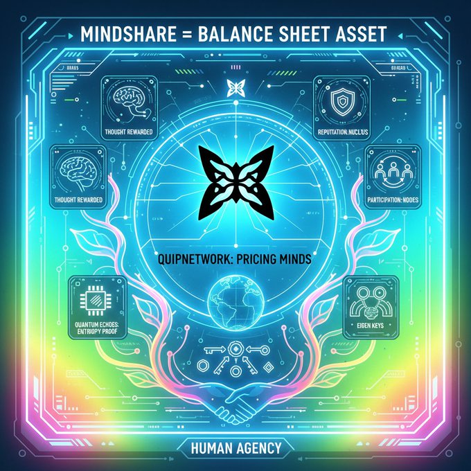 The image features a colorful graphic design that represents Mindshare as a balance sheet item. The design includes various elements such as a butterfly symbol, a globe, and a tree with leaves. The butterfly symbolizes the concept of thought sharing, while the globe represents the global nature of the platform. The tree with leaves signifies the idea of reputation being recorded on Nucleus, which is an essential aspect of Mindshare's business model. Additionally, there are icons representing participation and thought rewards in the form of a handshake.

The post also discusses how Mindshare is becoming a balance sheet item, focusing on its social layer that rewards thoughts with Nucleus keys, records reputation on Nodes, and allows for participant verification through Nodes. The post emphasizes the importance of these elements to understand the value of Mindshare as an asset in the balance sheet.