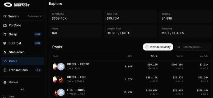 The image shows a screenshot of a cryptocurrency trading website called Substrate. The main focus of the image is an item about diesel (specifically, a Bitcoin L1 Smart Contract), which has been listed as the most liquid asset for $DIESEL Liquidity Break Through. This means that it is extremely easy to buy or sell with the lowest possible fees in the cryptocurrency market at this time. The post also mentions that this is extremely bullish and seems to be related to Bitcoin L1 Smart Contracts, which are a specific type of contract designed to solve the long-standing issue of low slippage on large trades.