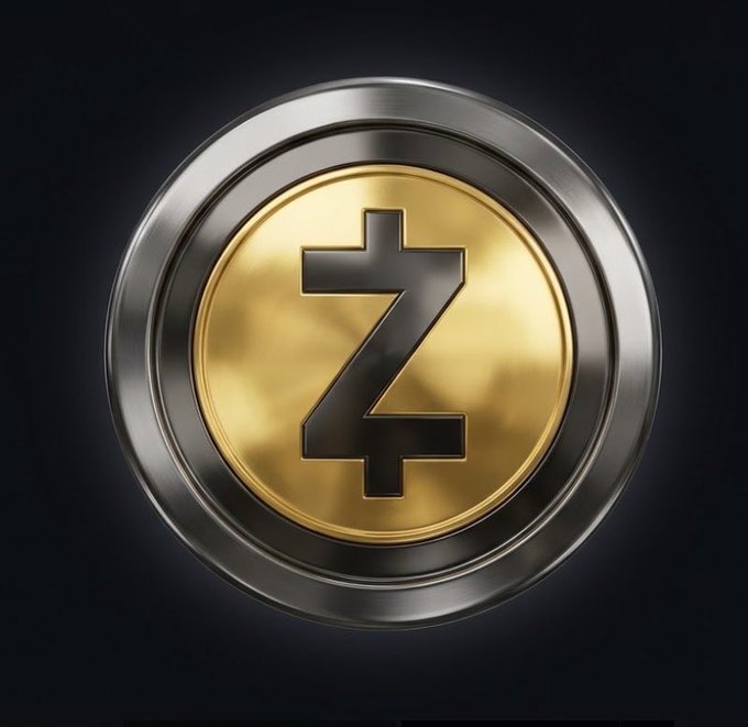 A 3D rendering of a gold and silver cryptocurrency coin featuring the Zcash (ZEC) logo on a dark background.