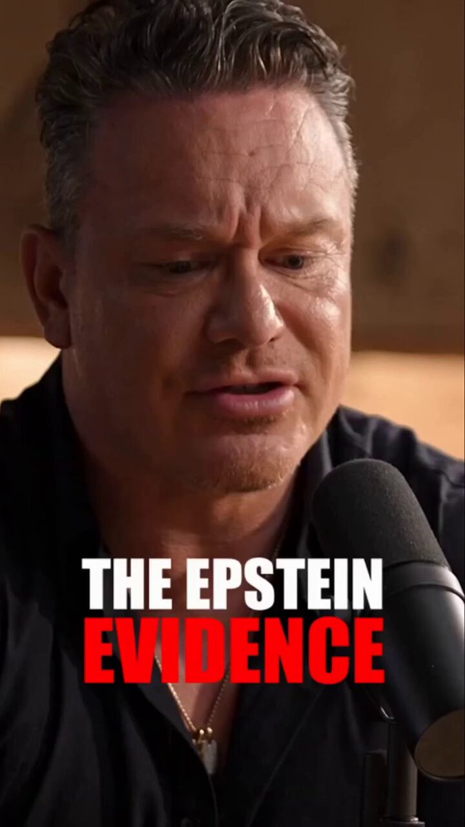 urn of water, a man's face with gray hair and a gold necklace, and the words "The Epstein Evidence" are displayed on a black background.
