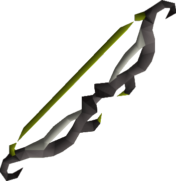 A twisted bow from Old School RuneScape (OSRS), the in-game item referenced in the post as the basis for the hypothetical "TBOW-PERP" perpetual futures contract that could theoretically be listed on the Orderly platform.