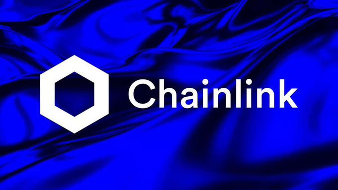 The Chainlink logo displayed in white over a flowing, silky blue fabric background.