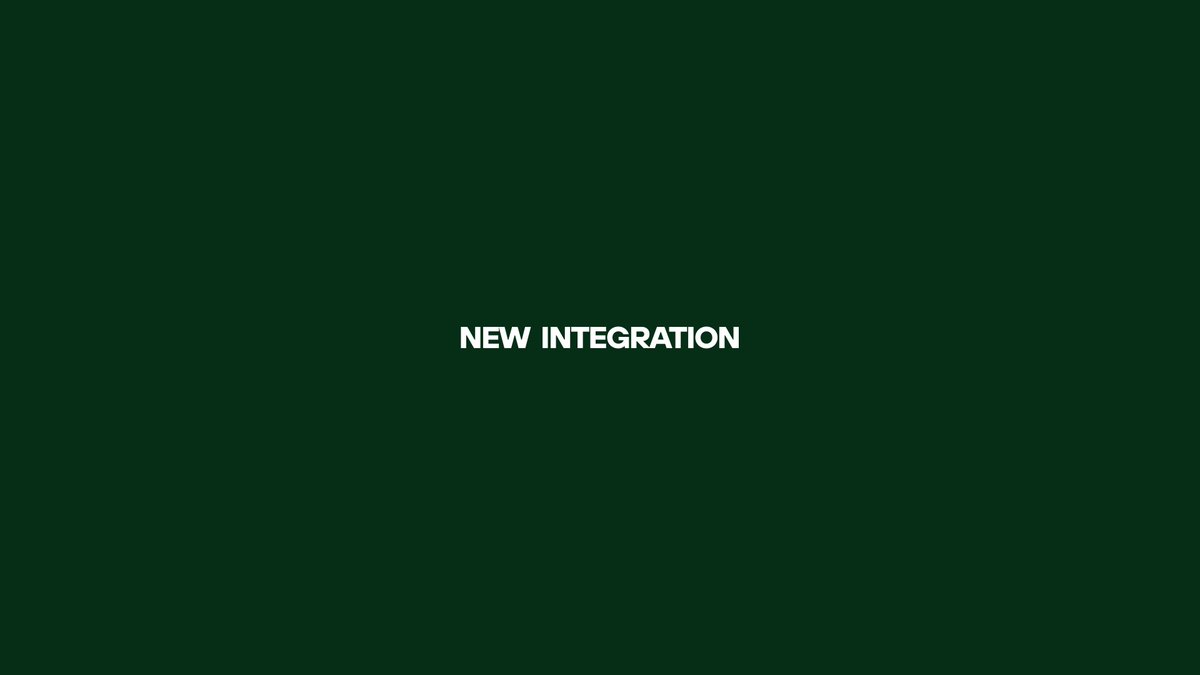 A dark green screen displays the text 'NEW INTEGRATION' in white.