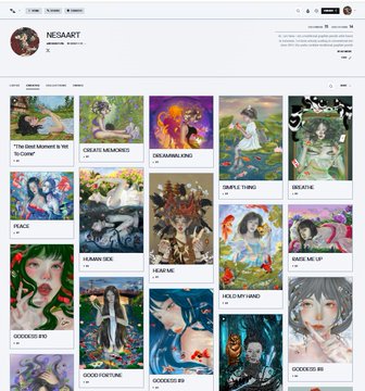DeviantArt gallery page for user 'nesaart' displaying a portfolio of digital anime-style illustrations and character art pieces.