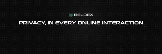 A black advertisement graphic with the text 'BELDEX' and 'PRIVACY, IN EVERY ONLINE INTERACTION' in white lettering.