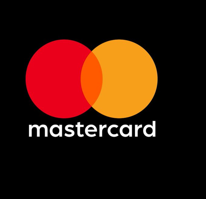 The red and yellow interlocking circles logo of Mastercard is displayed on a black background.