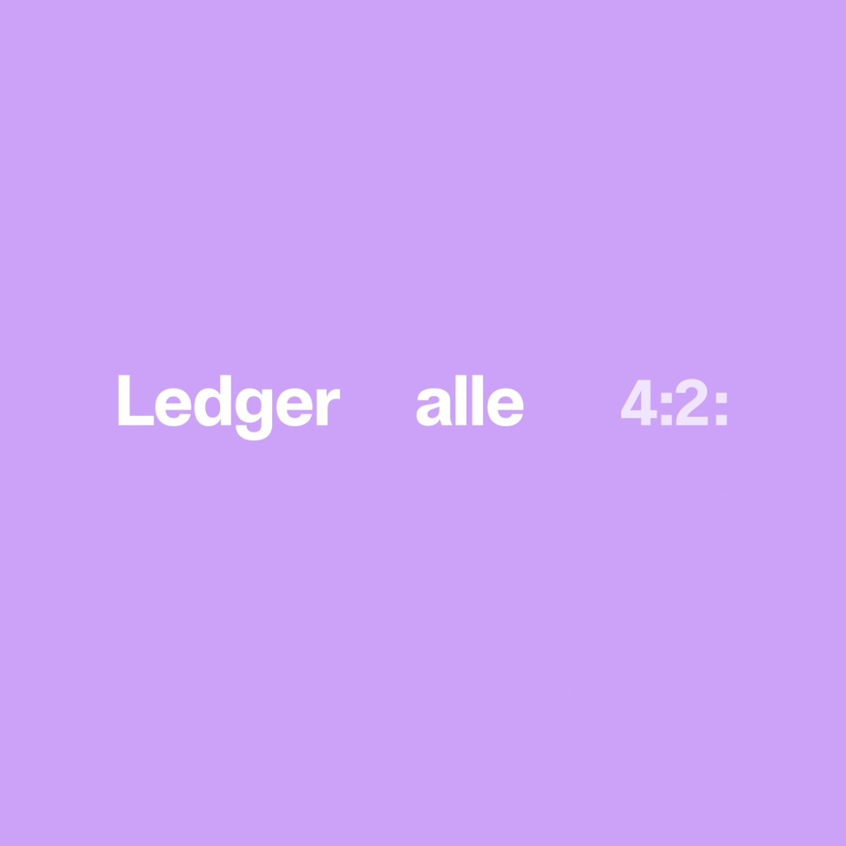 The image features a purple background with the white text "Ledger alle 4:2:" displayed in the center, likely representing a Ledger hardware wallet interface or promotional graphic. The post's message about markets being green and managing crypto transactions aligns with Ledger's brand as a secure cryptocurrency wallet provider, though the visible text on the image itself appears truncated or partially obscured.