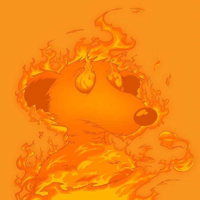 An illustration of the Pokémon Charmander surrounded by stylized flames against an orange background.