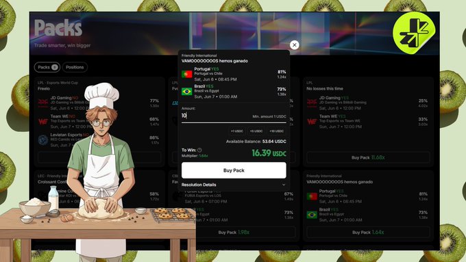 The image features a cartoon chef wearing an apron sitting at a table with a computer screen displaying information about trading options, specifically about Friendly International. The chef appears to be making a sandwich while looking at the screen, which suggests that they are multitasking between cooking and managing their investments.